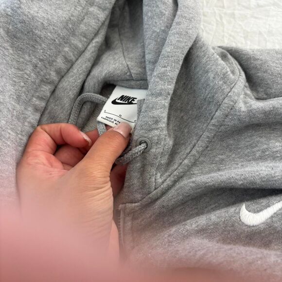 NIKE Zip Up Oversized Drop Shoulder Large Swoosh Everyday Men's Grey Hoodie - Picture 2 of 3